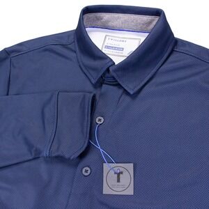 NWT Twillory Atheltic Performance Shirt Mens M Blue Polka Dot Stretch Polyester